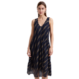 BR25823 V-NECK BLACK AND GOLD MAXI DRESS ONE SIZE