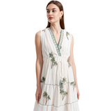 BR26137 SUNLIT TROPICS EMBROIDERED TIERED ONE SIZE MINI DRESS