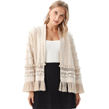 BR25463 EMBROIDERED FRINGE & SEASHELLS ONE SIZE JACKET
