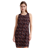 BR12216 ITALIAN BLACK FLORAL SLEEVELESS DRESS