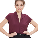 BR55088 DRAPED SLEEVELESS V-NECK BLOUSE