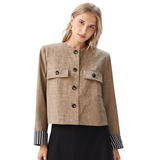 BR55642 LONG SLEEVE CROPPED BLAZER JACKET WITH POCKETS