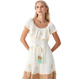 BR3024 EMBROIDERED DETAILS MINI DRESS ONE SIZE