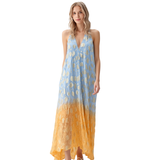 BR25272 SLEEVELESS V-NECK WITH GOLD DETAILS MAXI DRESS ONE SIZE