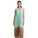 BR25272 SLEEVELESS V-NECK WITH GOLD DETAILS MAXI DRESS ONE SIZE