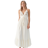 BR25207 EMBROIDERED SLEEVELESS V- NECK MAXI DRESS