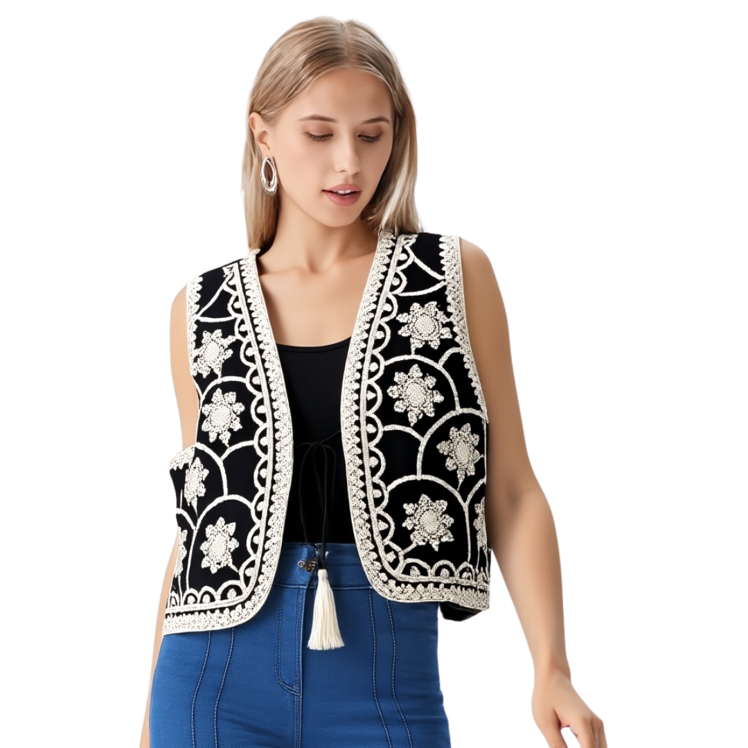 BR26335 EMBROIDERED SLEEVELESS ONE SIZE VEST