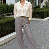 BR12123 ITALIAN PLAID HIGH WAIST STRAIGHT LONG TROUSERS STRETCH