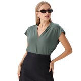 BR55088 DRAPED SLEEVELESS V-NECK BLOUSE