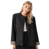 BR55028 TWEED KNIT SHORT BLAZER JACKET