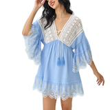 BR3614 OCEAN BREEZE CROCHET ONE SIZE MINI DRES